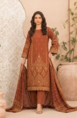 Tawakkal Lania Festive | Antique Rust & Gold Broshia Banarsi Lawn 3PC