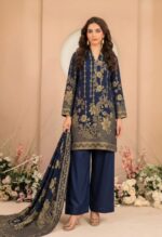 Midnight Navy Blue Floral Broshia Lawn 3PC